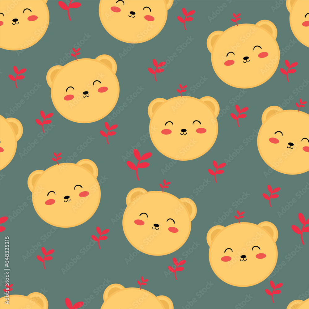 Fototapeta premium Seamless pattern with cartoon bear for fabric print, textile, gift wrapping paper. colorful vector for kids, flat style