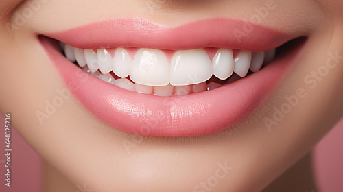 Charming female smile with dazzling white teeth  showing excellent dental health and hygiene. Ideal for dental illustrations