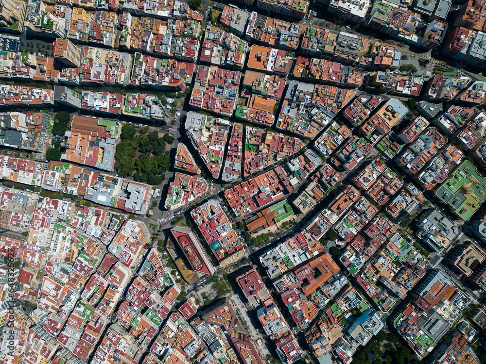 Fototapeta premium aerial drone view of downtown of Tenerife capital Santa Cruz, Canary Island, day