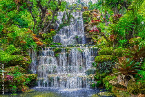 Waterfall in Thailand.View of waterfall in beautiful garden at sakon nakhon province Thailand. 