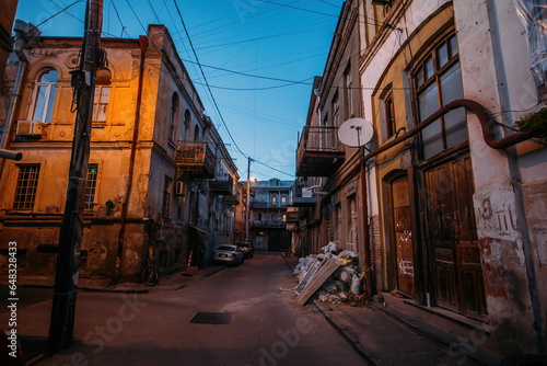 Old shabby houses in the slum district of Tbilisi