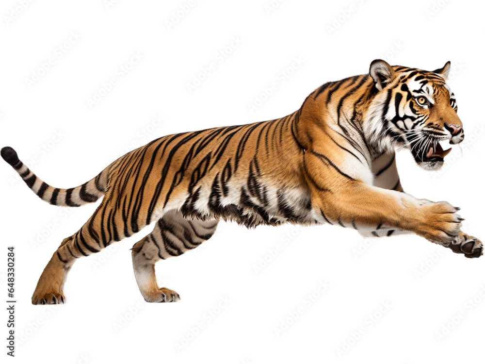 Bengal Tiger Leaping Transparently