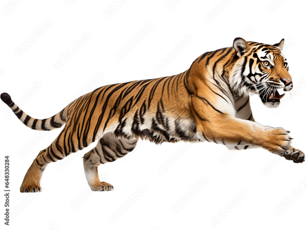 Obraz premium Bengal Tiger Leaping Transparently