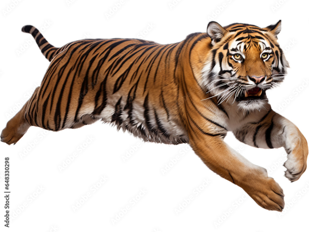 Fototapeta premium Bengal Tiger Leaping Transparently