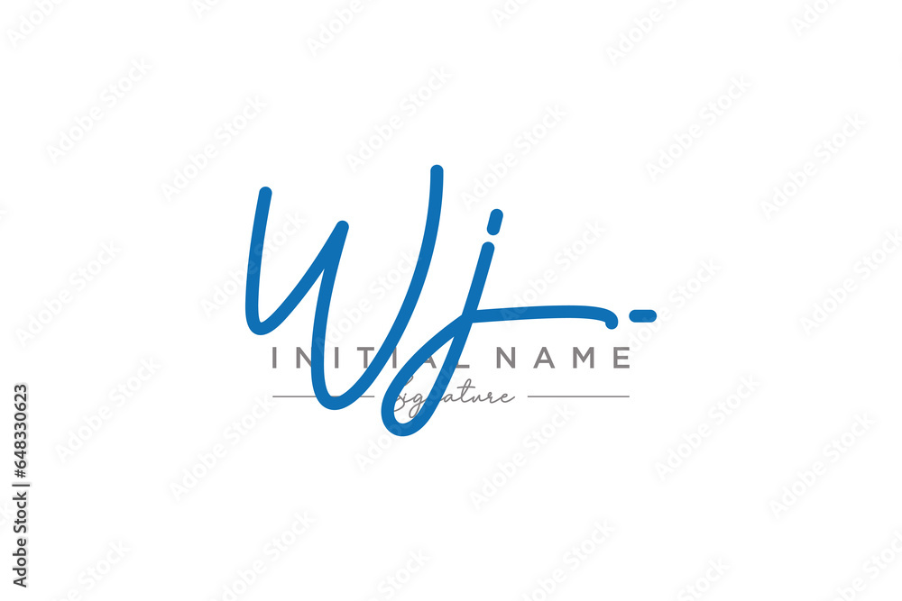 Initial WJ signature logo template vector. Hand drawn Calligraphy lettering Vector illustration. Initial WJ signature logo template vector. Hand drawn Calligraphy lettering Vector illustration.