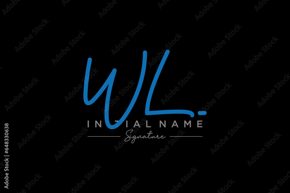 Initial WL signature logo template vector. Hand drawn Calligraphy lettering Vector illustration.