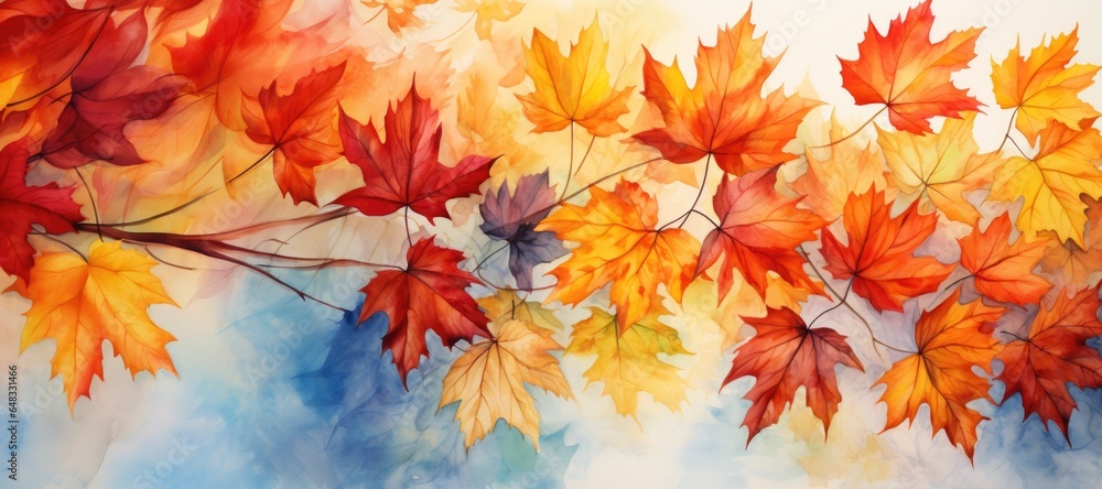 Fall/ Autumn Leaf Watercolor Background Banner Fall/ Autumn Leaf Watercolor Background Banner