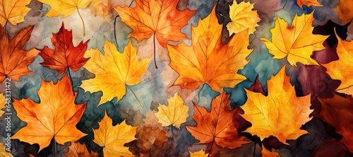 Fall/ Autumn Leaf Watercolor Background Banner