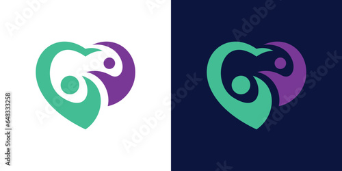 health care logo design, people elements combined with love.