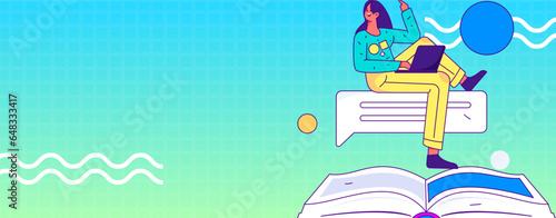 Online education remotely through online classes flat vector concept operation illustration