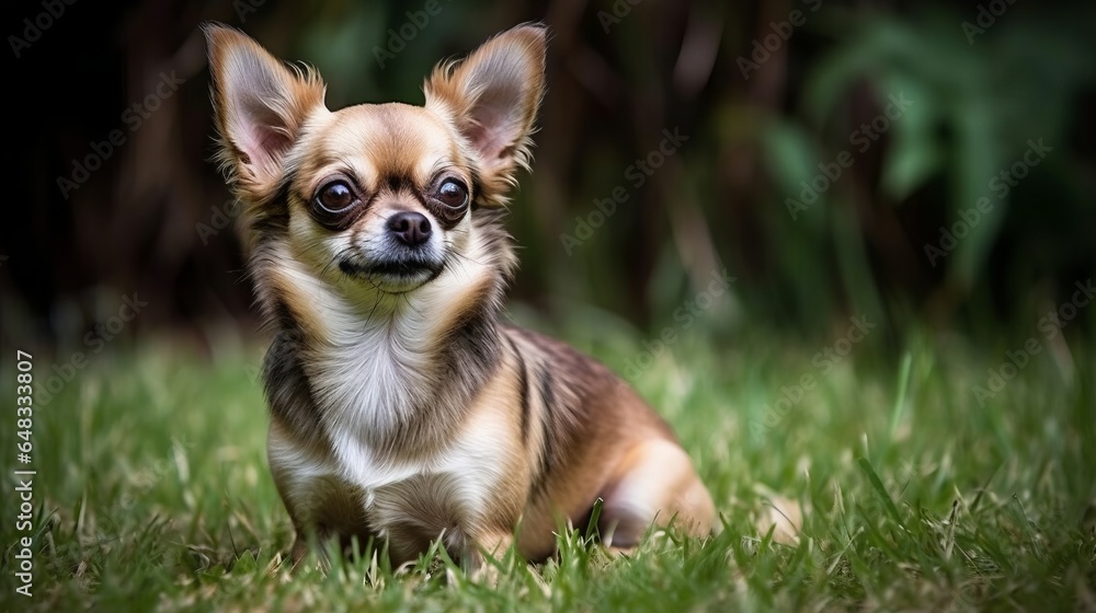 playful chihuahua on the grass