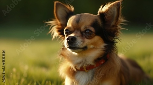 playful chihuahua on the grass