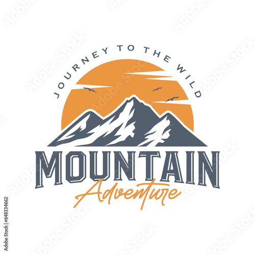 Vintage Mountain Logo Design Vector Template