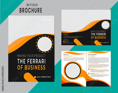 Corporate bi fold business brochure design template in a4 format. Premium Vector