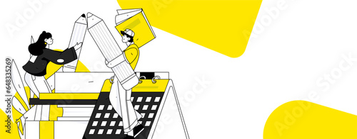 Online education remotely through online classes flat vector concept operation illustration