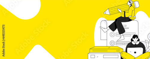 Online education remotely through online classes flat vector concept operation illustration