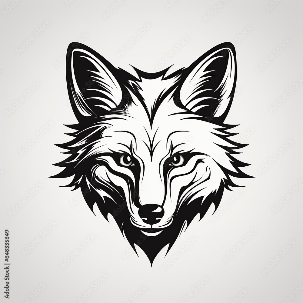 Vector graphic, fox head, vintage monochrome, logo, hunting, cartoon, Comic style, white background,Generative AI	