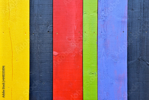 Colorful painted wood planks 