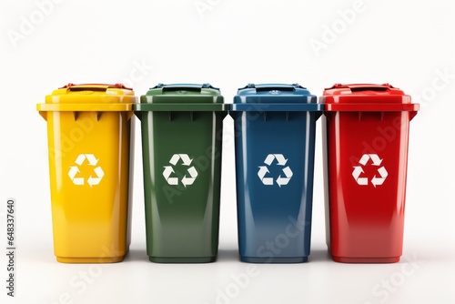 Garbage containers for waste sorting. Background with selective focus and copy space