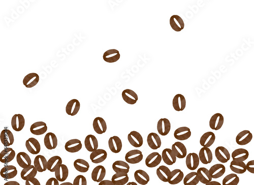 散らばるコーヒー豆の背景イラスト