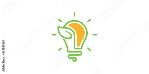 Light bulb ecology concept. Vector illustration of a bulb and leaf combination	