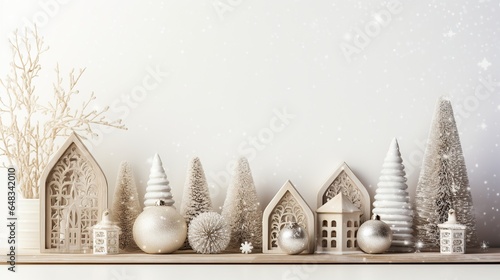 Natural scandinavian Christmas decorations, Happy holidays and New year 2024, Generative ai