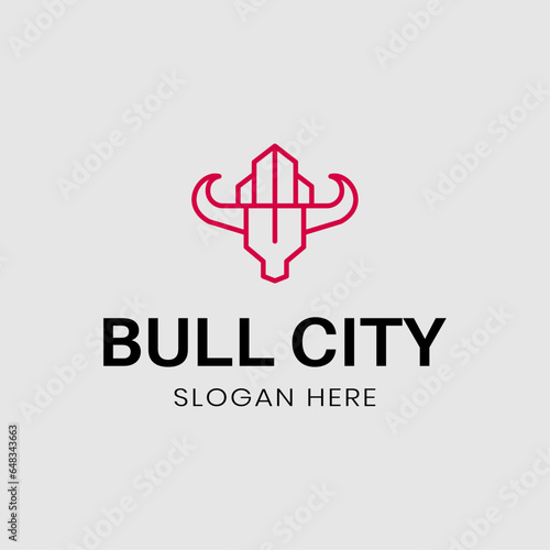 vector bull city modern logo design vector illustration
