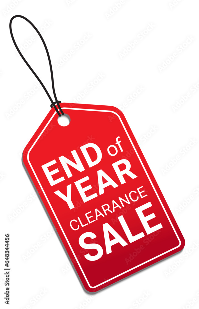 End of year clearance sale red tag banner vector EPS10 isolated on white background, for decorate your shopping website.