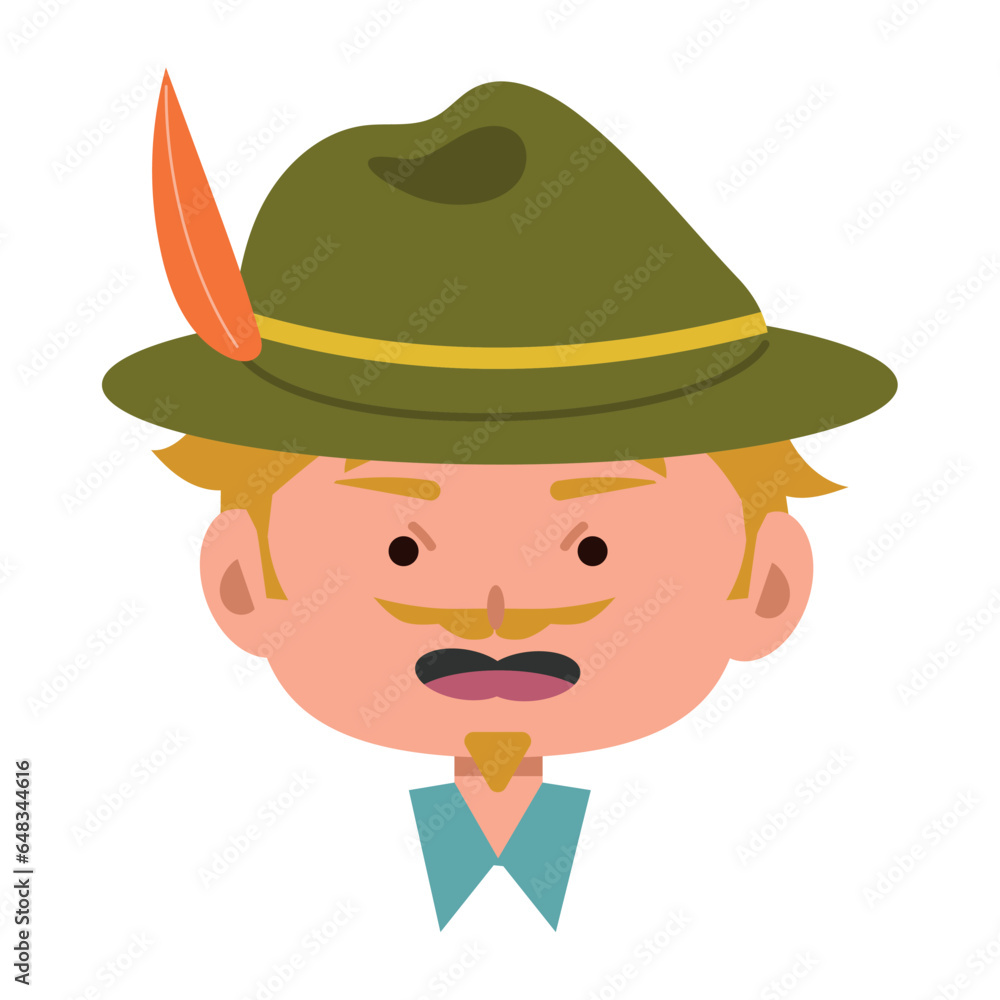 bavarian man face with cap