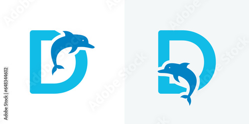 Dolphin Initial D Logo Template. Dolphin Logo Design