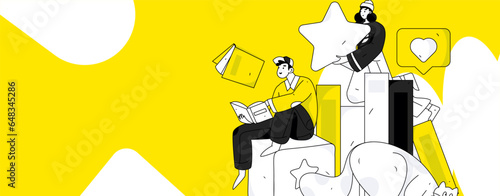 Reading character flat vector concept operation illustration