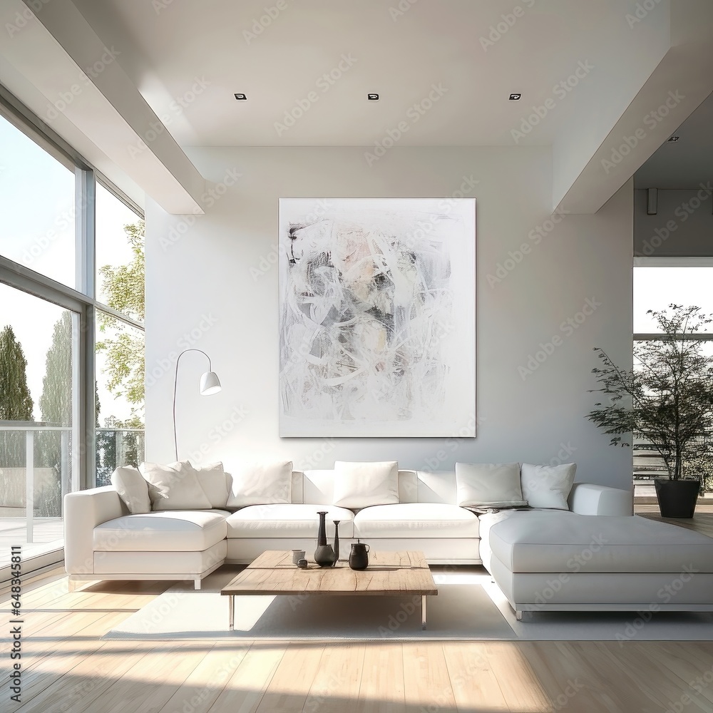 Fototapeta premium A Minimalist Oasis of Modern Living Room. Generative AI 8
