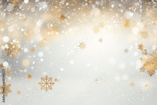 A festive white and gold Christmas background with intricate snowflakes