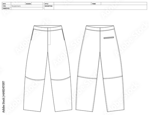 Customizable Shorts Vector Illustration, Trouser Pants, Flats Sketch, Dress Pants Technical Fashion Flats Sketch High Quality Vector Outline, Elastic Waist Pants Adobe Illustrator Technical Drawing