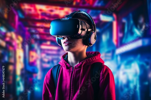 Immersed in the Metaverse: A Teen's Virtual Reality Adventure in a Cyberpunk World  © Md Shahjahan