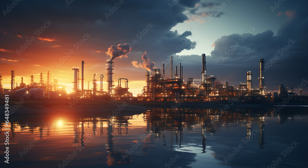 Fototapeta premium concern for the environment, pollution, factories with the environment, generative ai