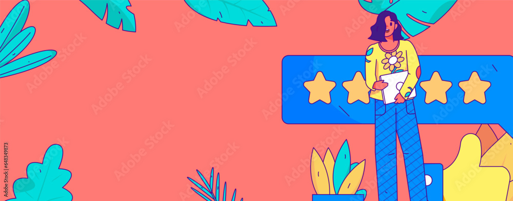Fototapeta premium Virtual social concept business flat vector illustration
