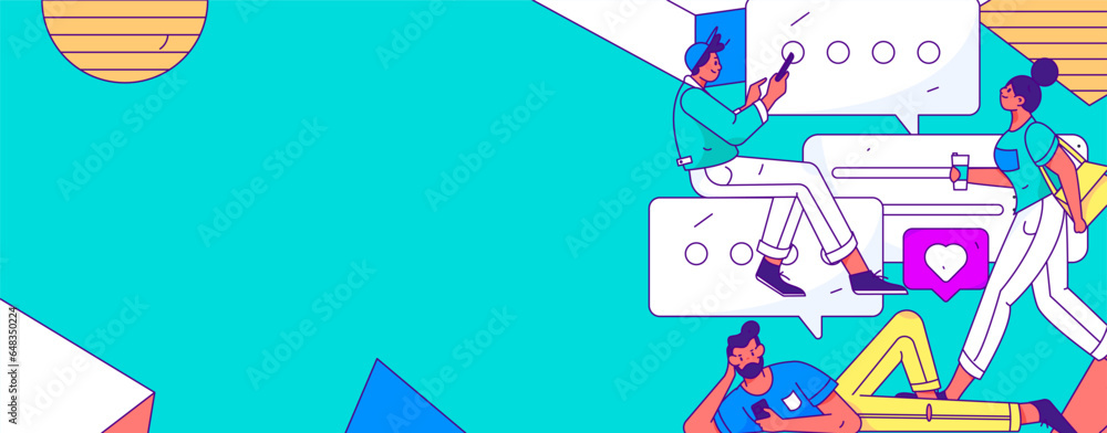 Virtual social concept business flat vector illustration Virtual social concept business flat vector illustration