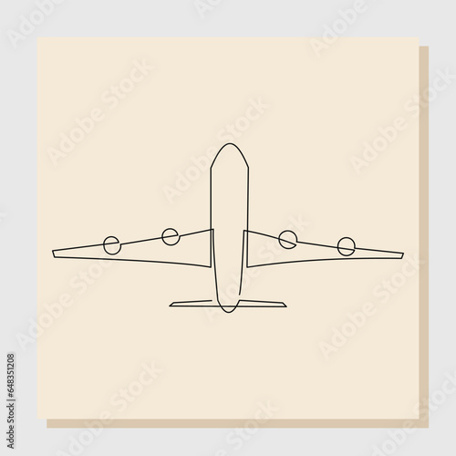 Continuous ingle one line drawing of flying airplane. line art of jet plane aero modeling remote control. Vector illustration