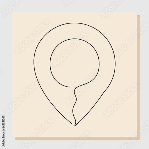 Continuous single one line drawing of pin map navigation. Line art of location point marker. Vector illustration