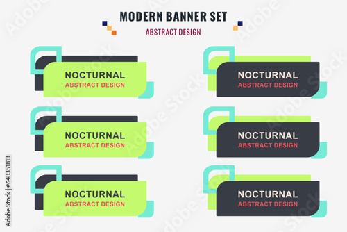 Modern abstract vector banner set. Flat geometric shape with different colors and different style. Template for web or print design, ready to use.