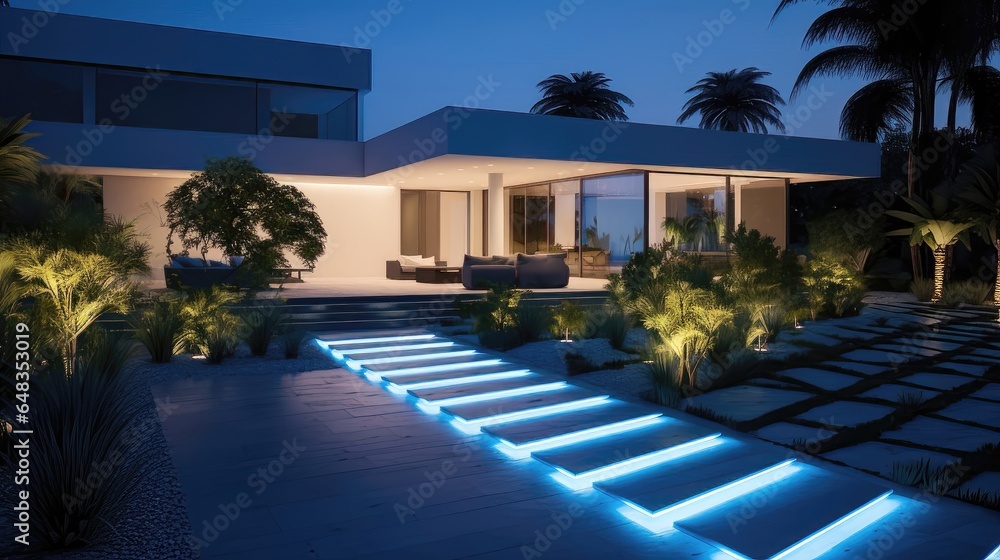 Futuristic Home Garden and Pathway of Geometry and Light. Generative AI 7 Futuristic Home Garden and Pathway of Geometry and Light. Generative AI 7