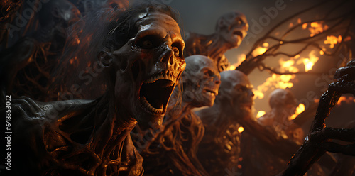 zombie with multiple zombies, generative ai
