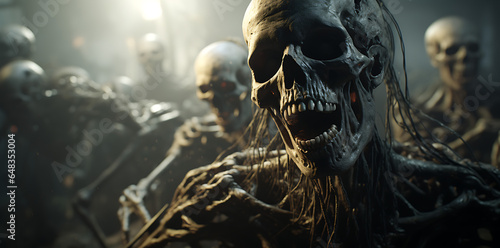 zombie with multiple zombies, generative ai
