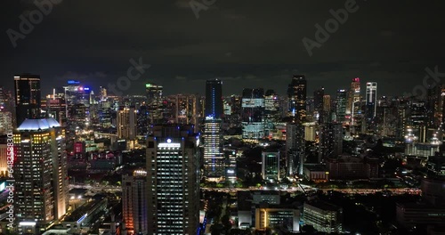 Wallpaper Mural Aerial drone of Indonesian capital Jakarta at night. Torontodigital.ca