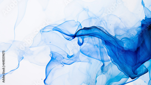 Blue ink painting on a white background, blue and white abstract background, Generative AI