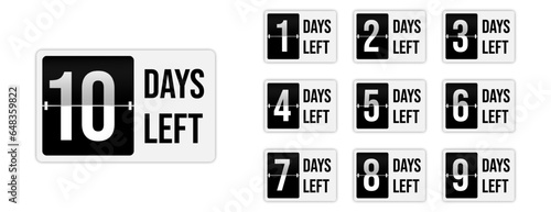 Number of days left to go sign for sale and promotion. Countdown left days.