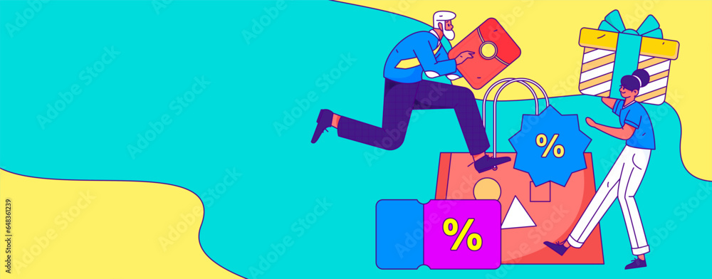 Naklejka premium Online shopping e-commerce flat vector concept operation illustration 