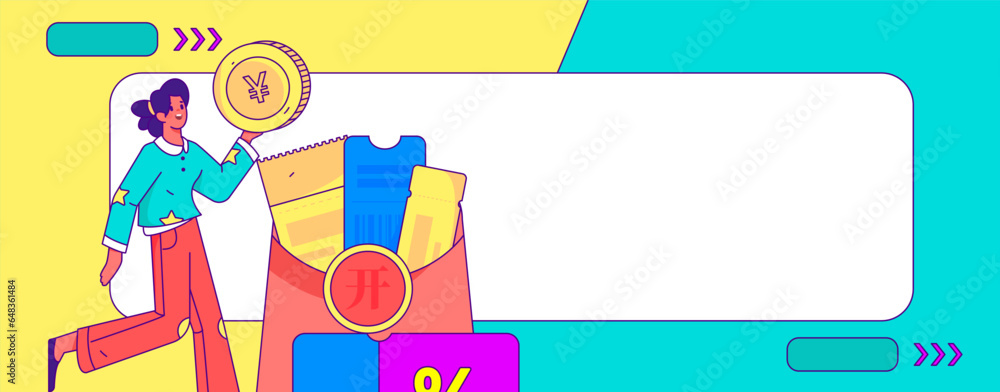 Fototapeta premium Online shopping e-commerce flat vector concept operation illustration 
