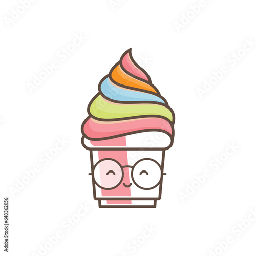 ice cream cone isolated, Slush the very best Cold and delicious drinks with cartoon glasses style